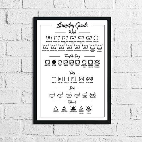 LS Bright Design Laundry Room Prints Inspirational Home Decor Room Art Poster Wall Quotes Funny (Hochglanz-Finish A5 (148 x 210 mm), Wäscheanleitung