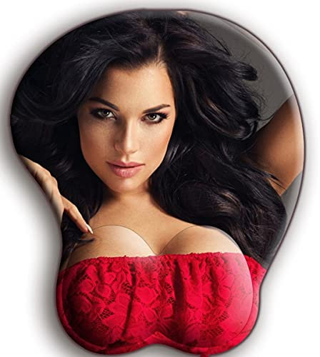 Tapis de Souris Sexy Repose-Poignets en Silicone Seins 3D Seins Fille Rouge