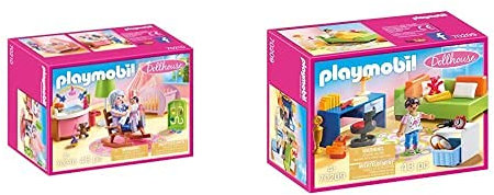 PLAYMOBIL Dollhouse 70210 Habitación del Bebé, A Partir De 4 Años + Dollhouse 70209 Habitación Adolescente, A Partir De 4 Años