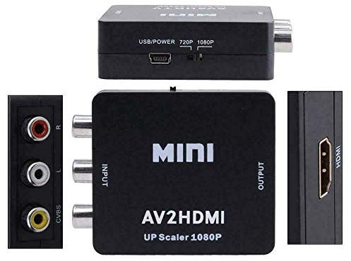 Multibao RCA to HDMI Adapter, AV to HDMI Converter, 1080P Mini RCA Composite CVBS Video Audio Converter with USB Power Cable for PC Laptop Xbox PS4 PS3 TV STB VHS VCR Camera DVD Supports PAL/NTSC