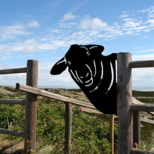Silhouette d' Animal en Fer, Décoration Murale en Métal en Forme de Mouton, Artisanat en Métal Animal, Décoration à Suspendre pour la Ferme, L'extérieur, la Clôture de Jardin (Mouton)