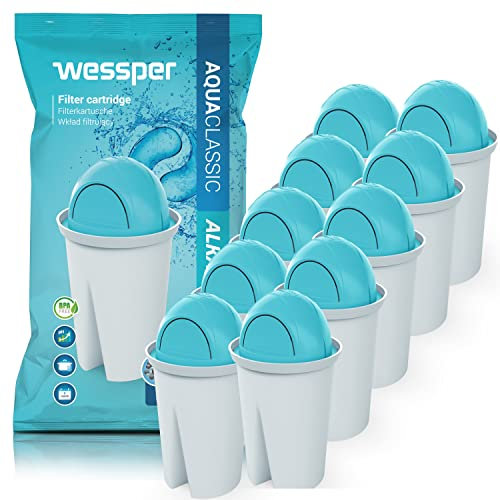 Wessper Classic Cartouches filtrantes Alkaline | Remplacement pour cartouche filtrante Aquaphor Standard, Brita Classic, Dafi Classic | Réduit le calcaire et chlore | Eau plus pure | Lot de 10