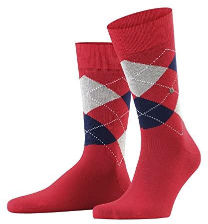 Burlington Herren King Socken atmungsaktive Baumwolle verstärkte Herrensocken flache Naht für druckfreie Fußspitze modisch Argyle für Business Alltag 1 Paar