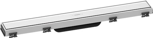 hansgrohe Fertigset Duschrinne RainDrain Match, Abflussrinne 600mm, Bodenablauf Dusche mit höhenverstellbarem Rahmen, Weiß