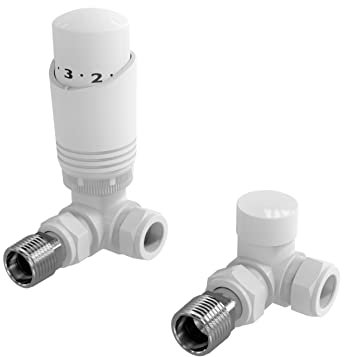 Weißes thermostatisches Heizkörperventil, abgewinkelte Ecke oder gerade weiße Heizkörper-TRV-Thermostatventile (Ecke)