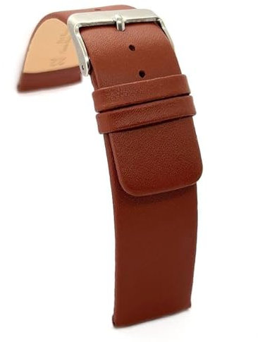 diloy Lederarmband für klassische Uhr – Glattes Rindsleder ohne Nähte, minimalistisches Design – Größen 18mm, 20mm, 22mm, 24mm, 26mm, 28mm, 30mm 327 Mittleres Braun 24mm