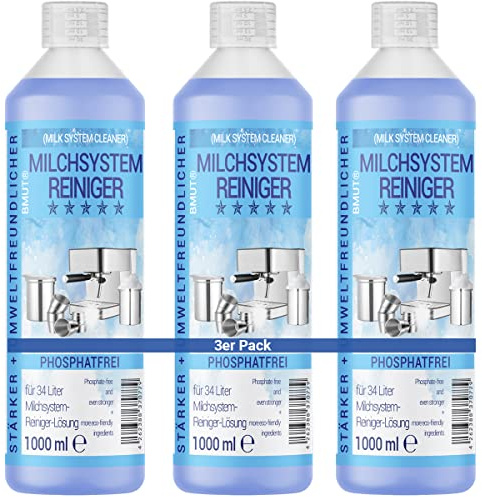 3x 1000ml Milchsystemreiniger Konzentrat für Kaffeevollautomat, Milchschäumer, Milchschaumreiniger, Milchreiniger, Universal für alle Hersteller