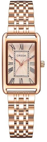 CIVO Orologio Donna Piccolo Acciaio: Oro Rosa Vintage Rettangolare Orologio da Polso Analogico Quarzo - Elegante Numeri Romani Retrò Design