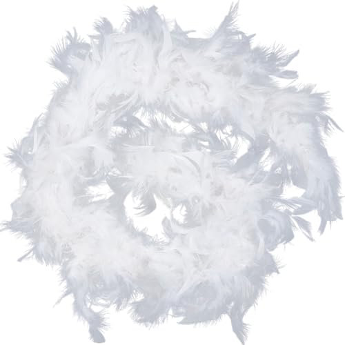 GORGECRAFT 210 cm Lange Federboas Kronleuchter Truthahnfedern Karneval Flauschige Boa Für Adrette Partyideen Hochzeit DIY Basteln Tanzen Kleid Zubehör Halloween Kostüm Urlaubsdekorationen Weiß