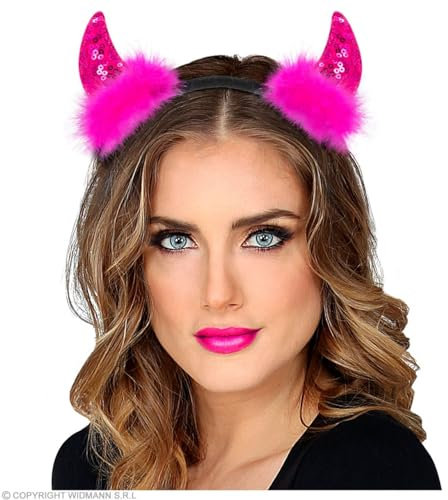 W WIDMANN MILANO Party Fashion - Teufelshörner mit Pailletten, Haarreif, Accessoire für Teufelskostüme, Halloween, JGA