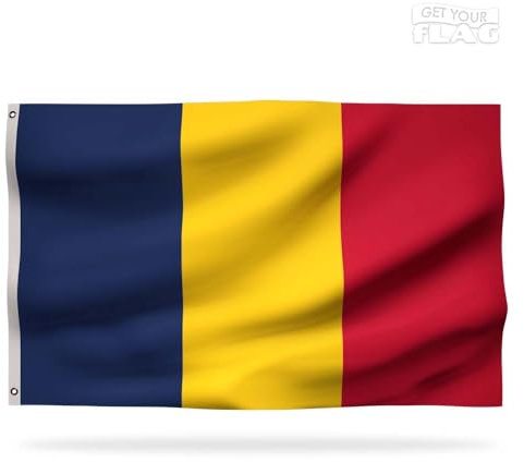 Drapeau de la Roumanie Premium 150x90cm - Drapeau Roumain résistant et de haute qualité avec 2 œillets métalliques - Soyez fier de vos couleurs !