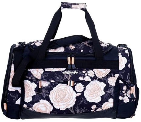 Sporttasche Fitness Gym ALESSANDRO/ELEPHANT Mate Tasche Reisetasche 55 cm / 45 Liter (Sand Flower Black 35 (schwarz-beige))