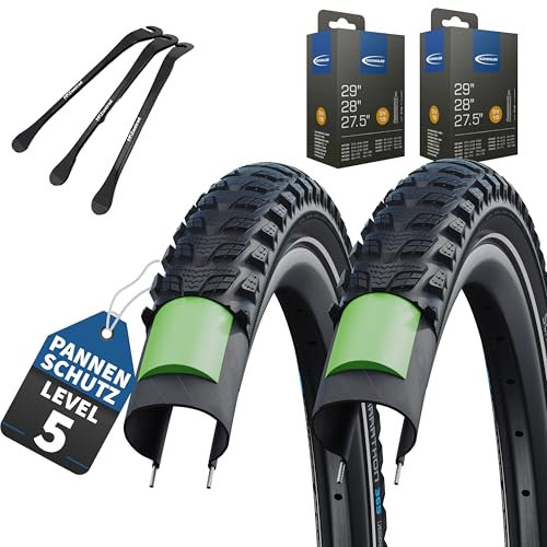 2er Set Schwalbe Fahrradreifen Marathon 365 28 Zoll (47-622) Reflex + AV DV SV Schlauch und 3 Metall Reifenheber E Bike (DV-Ventil Schläuche, 28x2,15 Zoll (55-622))