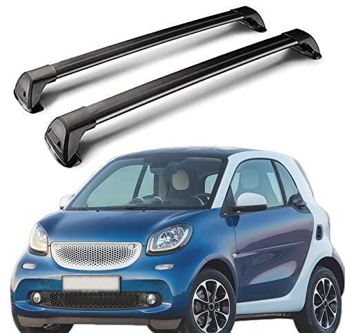 AGALUS DachträGer RelingträGer für Smart für fortwo 463 2-Door 2015-2022, Dachgepäckträger Alu Dachquerträger Stange AbschließBar, Black-1-Pair