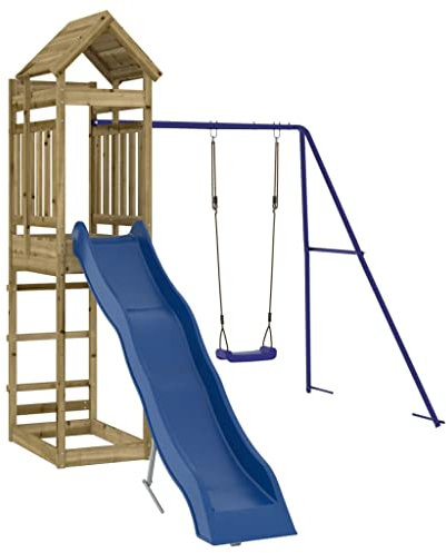 vidaXL Outdoor Playset - Impregnated Pinewood Swing Frame with Multifunctional Activity Centre - Slide and Sandpit for Children 3-8 Years Old