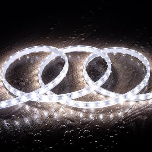 LEDKIA LIGHTING LED-Streifen Dimmbar 220V SMD 60 LED/m Kaltweiß 6W/m 600lm/m Breite 12mm Schnitt 20cm IP65 nach Maß 50 m