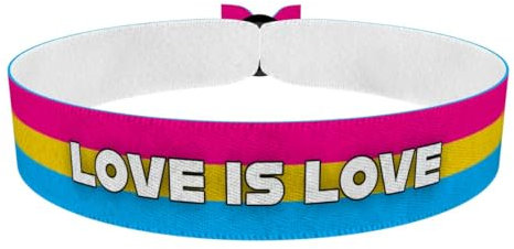 Pansexual - Love is Love weiß Stoffarmband - LGBTQ Stoffarmband - Satin Armband - Armband für Diversität - Pride Armband - Handgemachtes Armband - Geschenk für LGBTQ - Symbol der Liebe