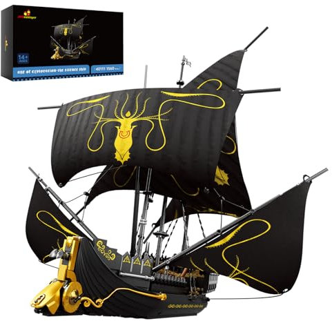 JMBricklayer 40111 Pirate Ship Building Toys with Hot-Stamping Tech, Black Pearl Ghost Silence Ships, Construction Set for Adults to Build, for Pirate Fans Boys Aged 8+ (1560 Pieces)