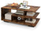 COSTWAY 3-Tier Coffee Table, Wooden Geometric Cocktail Center Table with Storage Shelves and Reinforced Feet, Industrial/Modern Accent Sofa Side Tea Table for Living Room Bedroom (Rustic Brown)