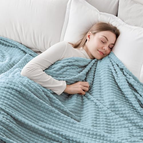 EMME Kuscheldecke Flauschige - 3D-Touch-Erlebnis 200x230cm Fleecedecke, Tagesdecke, Weiche Warme Wolldecke Überwurfdecke, Couchdecke, Decke für Sofa, Wohndecke, Blau Grün