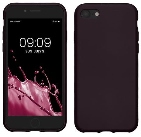 kwmobile Case kompatibel mit Apple iPhone SE (2022) / iPhone SE (2020) / iPhone 8 / iPhone 7 Hülle - Schutzhülle aus Silikon metallisch schimmernd - Handyhülle Metallic Brombeere
