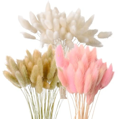 BYZESTY Getrocknete Blumen, 180 Pcs Getrocknetes Pampasgras 43cm, Hasenschwanzgras, Pampasgras Getrocknet, Natürliche Trockenblumen Deko für Blumen Dekoration Hochzeit Wohnzimmer Tisch Schlafzimmer