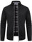TebYIA Herren Cardigan Pullover mit Feinem Strick Full Zip Stehkragen Regular Fit Fleece Pullover Jacket mit Taschen