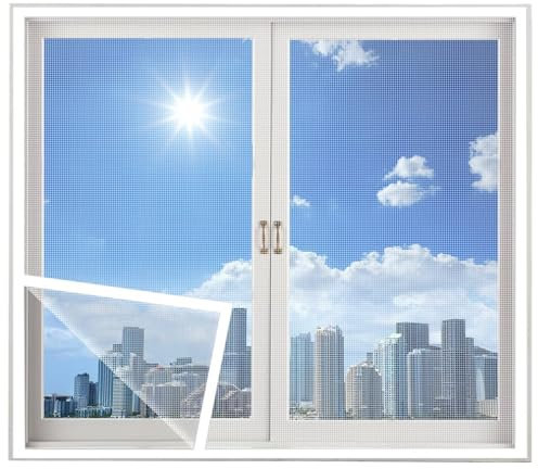 Zanzariera per finestra, rete in fibra di vetro 80x105cm protezione dagli insetti, protezione dalle zanzare, zanzariera, finestra, nessuna perforazione, finestra da tetto Bianco