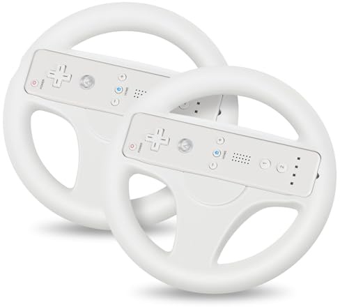 GLCONN Lot de 2 volants pour télécommande Wii - Volant pour Mario Kart - Volant de course pour jeux Nintendo Wii - Accessoires de jeu Wii et Wii U