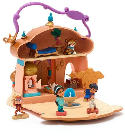 Disney Store Official Princess Jasmine Palace Playset, Aladdin, Disney Animators' Collection Littles, 10 Pc., Agrabah Palace Set Includes Abu, Rajah & Genie's Lamp Figures and More