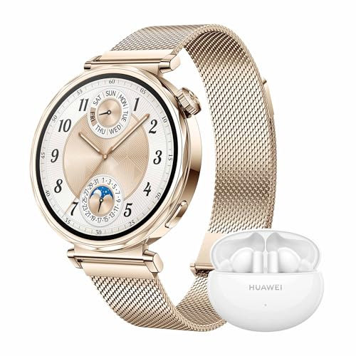 HUAWEI WATCH GT 5 41mm Gold+Extra FreeBuds 5i Weiß,Smartwatch,Kunstvolles Design,Sportfunktionen auf Profi-Niveau,Health-Tracking,EKG-Monitoring,bis zu 14 Tage Akkulaufzeit,GPS