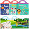 Farerkass Wiederverwendbare Wasserdichte Stickerbuch-Spielzeuge für Kinder - 3er Pack, Sticker Kinder Stickerbuch Ab 3 Jahre-6 Jahre: Tiere, Weltraum, Jahreszeit, Pädagogische Lerngeschenke für Kinder