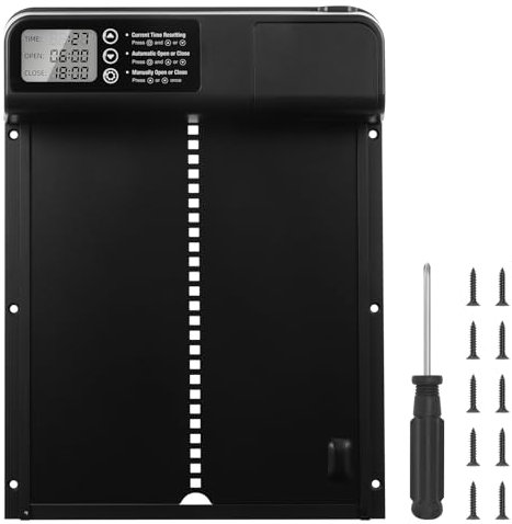 Aluminum Automatische Hühnerklappe Batterie, wowspeed Hühnerklappe Automatisch mit Wasserdicht Großes Display, Timer, Intelligenter Einklemmschutz, Hühnerklappe Automatisch Hühnertür