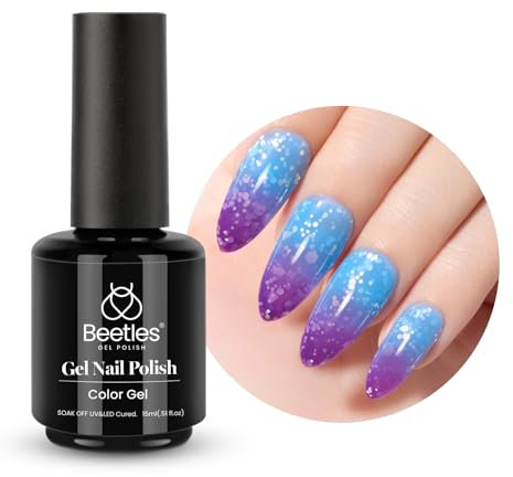 Beetles 15 ml UV Gel Nagellack Thermo, Mitternachtsviolett Gel Nail Polish UV LED Maniküre Nagelstudio DIY Gellack Nagelkunst Design für Anfänger