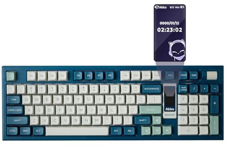 Akko 5098B Kabellose Gaming-Tastatur mit Bildschirm,tintengrüne mechanische Tastatur mit Scrollrad,Hot-Swap-fähige Gaming-Tastatur mit Nummernblock,RGB-Dichtungstastatur,Kailh Ice Cream Pink-Schalter