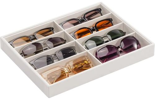 Lolalet Sunglasses Organizer Tray, 8 Grids Velvet Glasses Eyewear Sunglass Jewelry Holder Display Tray Drawer Storage for Women Men -1 Pack, Beige