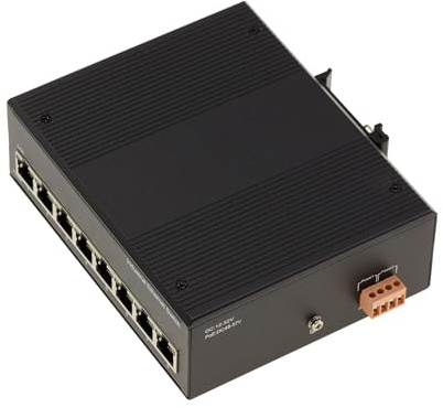 KALEA-INFORMATIQUE Switch di rete Gigabit Ethernet a 8 porte RJ45 10/100/1000 Mbps di livello industriale con montaggio su guida o su pannello piatto e alimentazione diretta tramite morsettiera