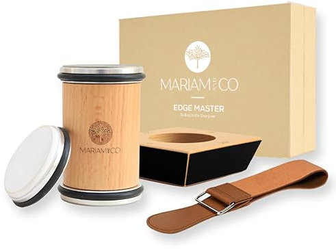 Mariam&Co Rolling Knife Sharpener UK - 5 in 1 Durable & Professional Kitchen Knife Sharpener UK for All Kitchen Knives with 3 Knife Sharpening Stone (Diamond & Ceramic) 4 Angles & Leather strop
