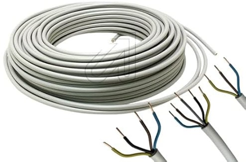 Installationsleitung NYM-J Mantelleitung Feuchtraumleitung Stromkabel Elektrokabel Kupfer Made in Germany (7x1,5mm² (1-6+PE) - 100 Meter)