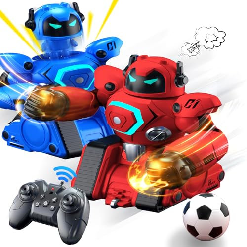 OBEST Ferngesteuerte Roboter für Kinder, Kombat Boxkampf Roboter, Fußballspiel Duell-Kampfmodus, Spray Stoßstange Auto, Sound und LED Lichtern, Spielzeug für Jahre alte Jungen Mädchen
