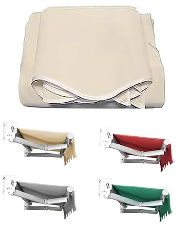 SMELEDFCFK Ersatzstoff Markisenstoff Markise Ersatztuch 3M 4M 5M 6M 7M Markisenbespannung Canvas Sonnenschutz Markisentuch UV Schutz Sonnenmarkise Abdeckung(Beige,13x8ft/400x250cm)