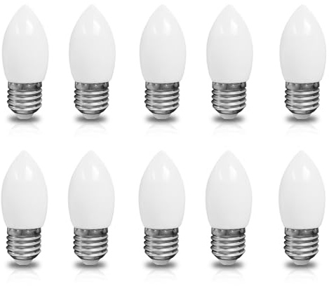HUAMu E27 Edison LED Large Screw Bulb, 2W Candle Light Bulbs, ES C35 Chandelier Light Bulbs, Warm White 2700K Lamps, Non-dimmable, Pack of 10