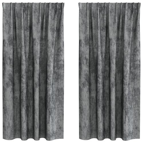 vidaXL Samtvorhänge mit Vorhängen 2 pcs Grau 175 x 140 cm Samt, Wohnzimmer, Moderne Samtvorhänge, langlebige Wärmedämmung, leicht, schick und effektiv lichtundurchlässig