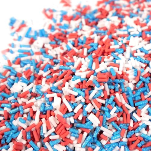 Streuselheld Jimmies Rot Weiß Blau 120g Zuckerstreusel | Bunte Sprinkles als Topping für Torten, essbare Deko-Streusel für Muffins, Cupcakes und Geburtstagskuchen