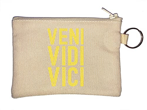 Veni Vidi Vici Gelbes Logo I Came I Saw I Conquered Schlüsselanhänger Münzbörse Beige