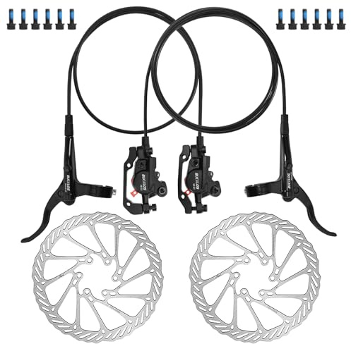 Kit freno a disco idraulico MTB, anteriore 800 mm, posteriore 1500 mm, set freni in lega di alluminio, pinze freno a 2 pistoni con adattatore universale IS/PM, disco freno da 160 mm, per mountain bike