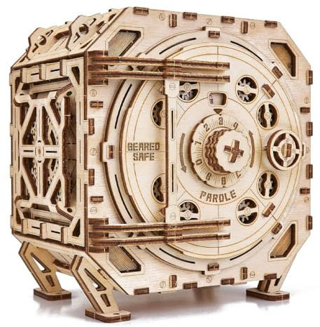 Wood Trick Safe Wooden Model Kit for Adults and Kids to Build - DIY Locker Puzzle Box with Combination - Mechanical - Store Your Precious Items - Heavy Duty Design - 3D Wooden Puzzle