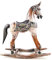 Artisanal Schaukelpferd aus Holz, 45 cm, Vintage-Dekoration. Beige