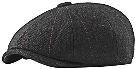 Herren Schiebermütze im Newsboy-Stil, 8-teilig, Fischgrätenmuster Gr. Einheitsgröße, 28