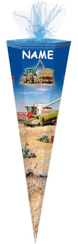 alles-meine.de GmbH passende 3D Bänder - Schleife - verschiedenes Zubehör frei wählbar - passend für Schultüte - Traktor/Landmaschinen - 50/70 / 85 cm - 6-eckig oder rund..